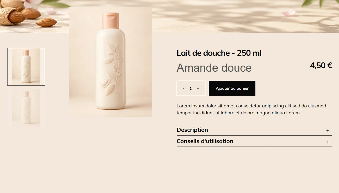 Fiche produit du thème Cottage 2025