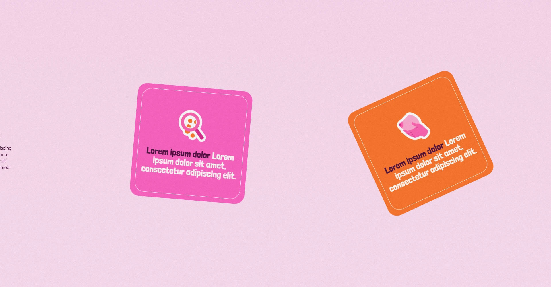 Cartes illustrées roses et orange du carrousel animé de la page auto-examen.